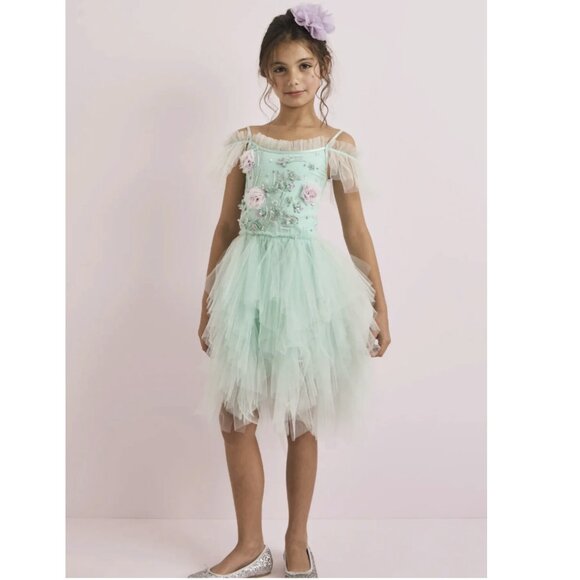 Tutu Du Monde Aqua Teal Floating Florals Tutu Dress Size 2-3 Party Portrait NWT - Picture 5 of 9